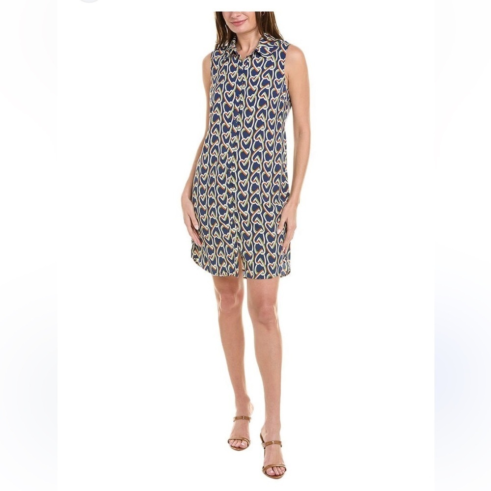 CAbi Heart Amour Stylish Blue and Yellow Patterned Sleeveless Dress sz XL